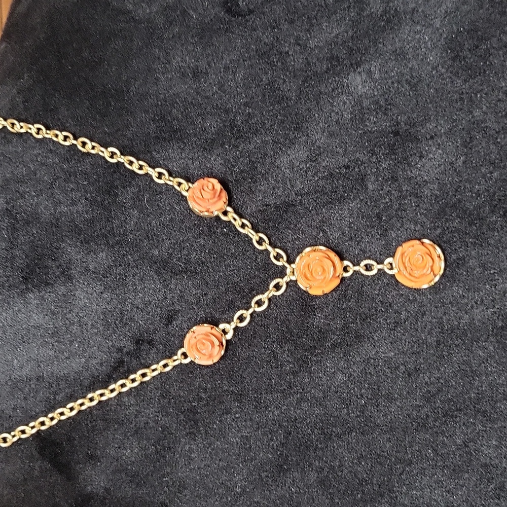 Patricia Nash Carved Rose Y Necklace